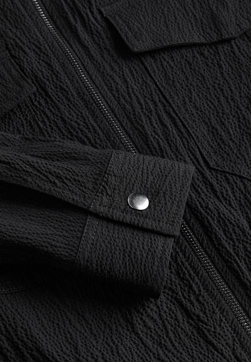 H&M - Regular fit textured overshirt - black
