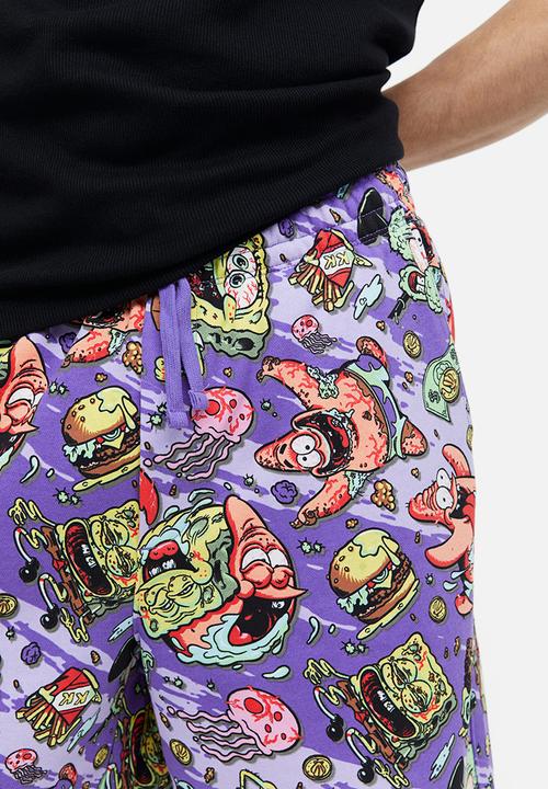 H&M - Relaxed fit printed sweatshorts - purple spongebob 