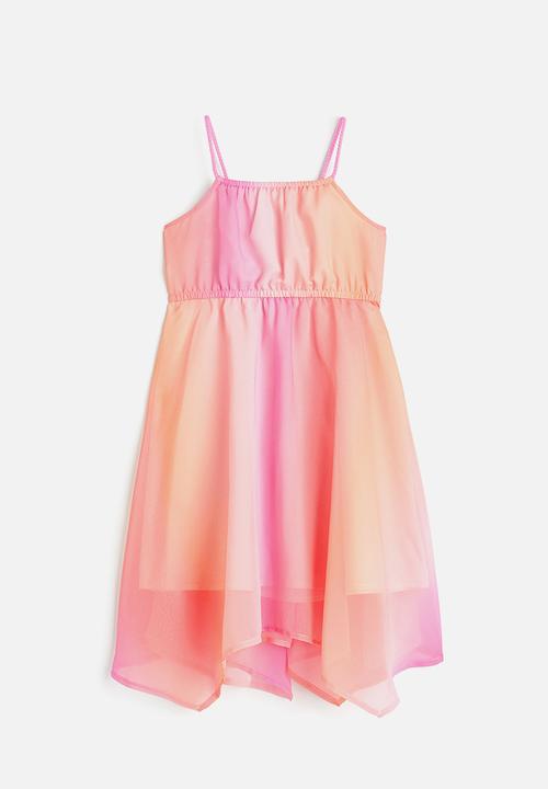 H&M - Asymmetric chiffon dress - pink orange 