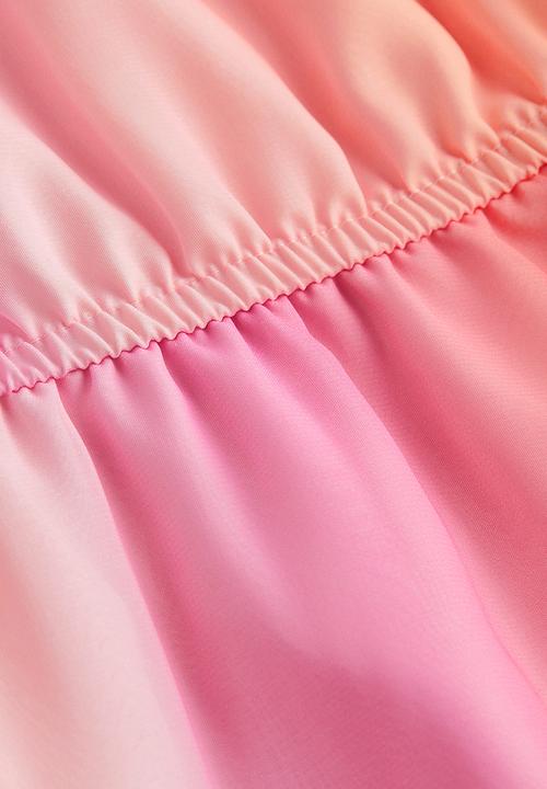 H&M - Asymmetric chiffon dress - pink orange 