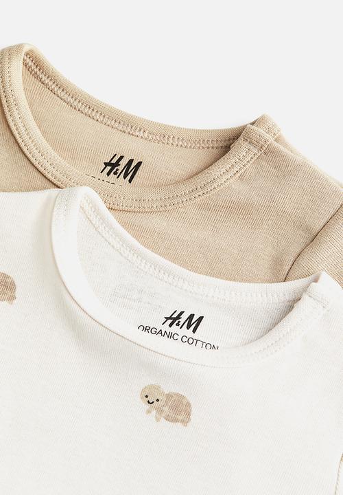 H&M - 2-Pack short-sleeved bodysuits - beige turtles 