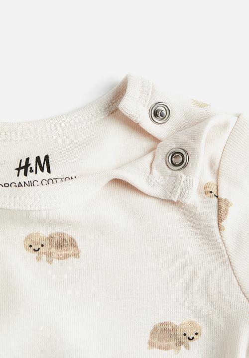 H&M - 2-Pack short-sleeved bodysuits - beige turtles 