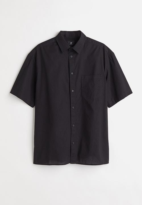 H&M - Relaxed fit short-sleeved shirt - black