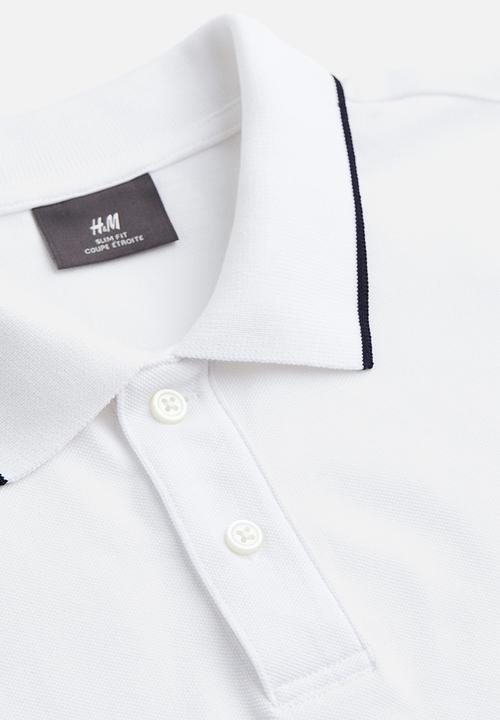 H&M - Slim fit cotton polo shirt - white