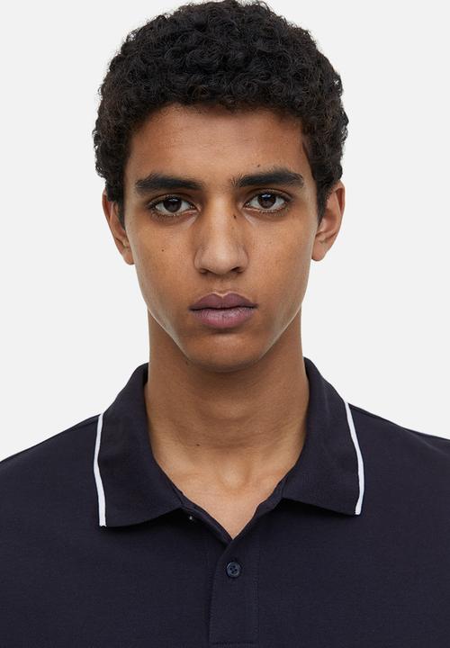 H&M - Slim fit cotton polo shirt - navy blue