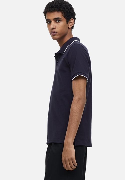 H&M - Slim fit cotton polo shirt - navy blue