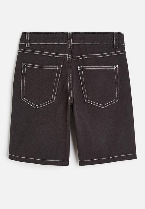 H&M - Loose fit denim shorts - black