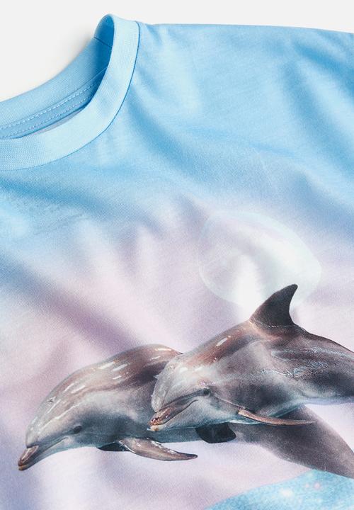 H&M - Oversized t-shirt - light blue dolphins 