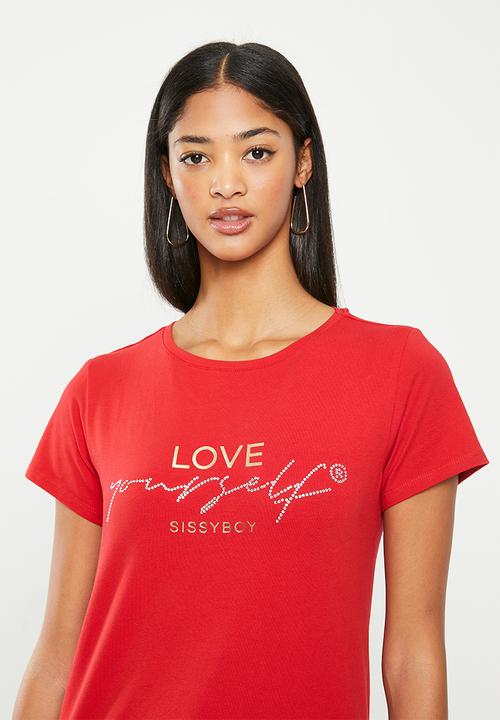 SISSY BOY - Loved and known: regular fit top with short sleeves - red
