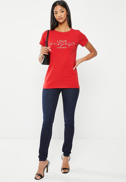 SISSY BOY - Loved and known: regular fit top with short sleeves - red