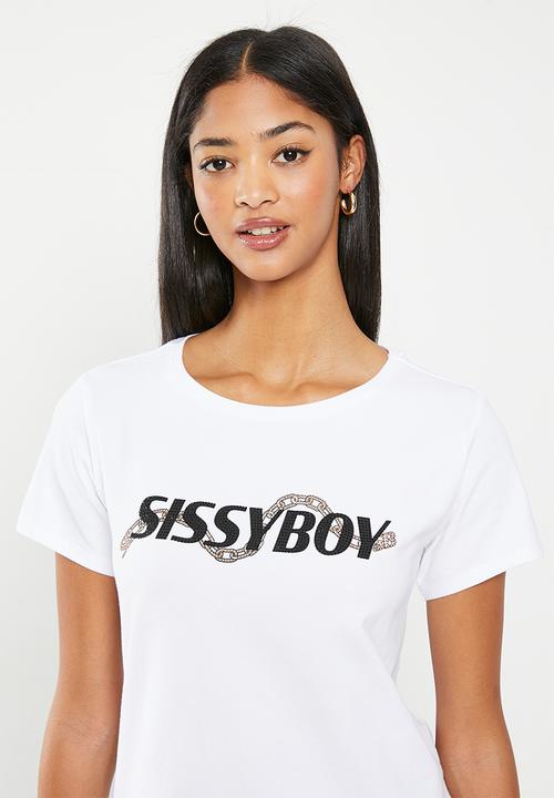 SISSY BOY - A second glance: regular fit top with short sleeves - white