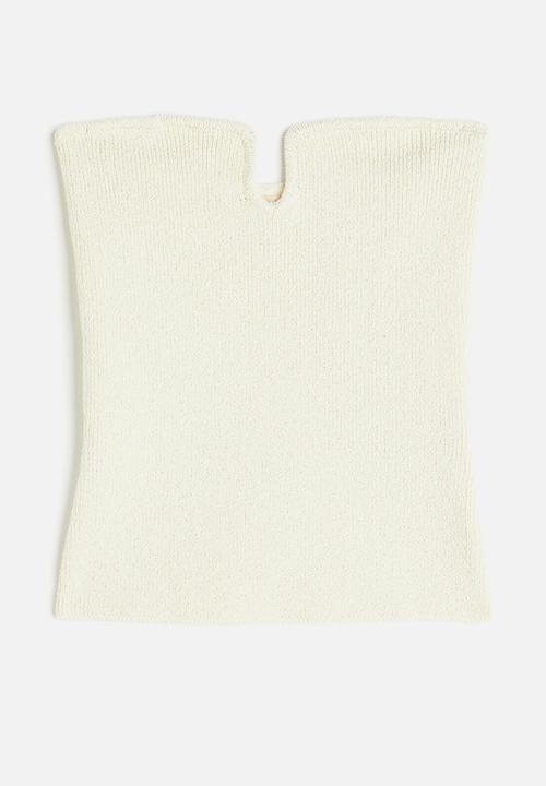 H&M - Knitted bandeau top - cream