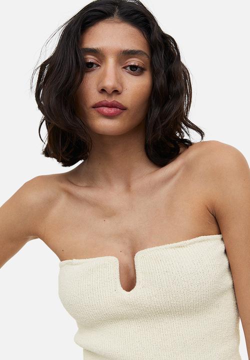 H&M - Knitted bandeau top - cream