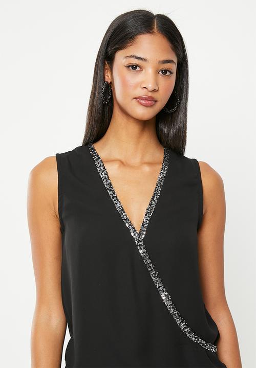 SISSY BOY - Wrapped up: sleeveless wrap blouse - black