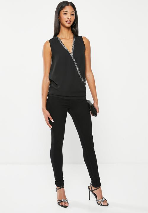 SISSY BOY - Wrapped up: sleeveless wrap blouse - black