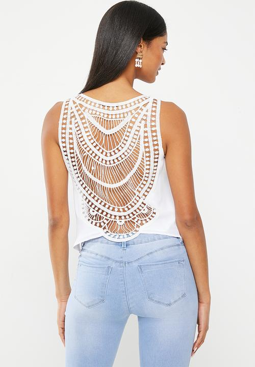 SISSY BOY - Tank top with crochet back detail - off white