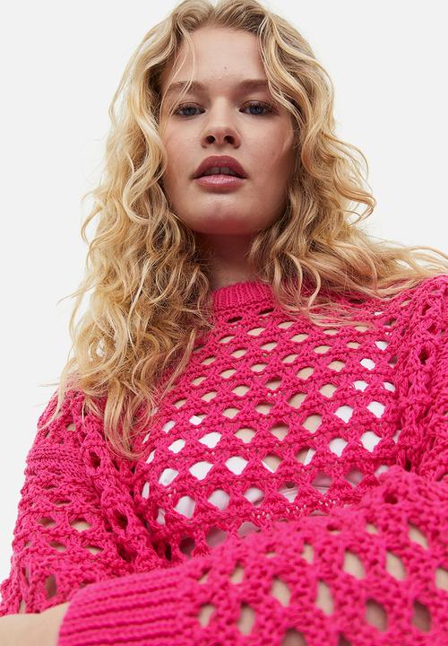 H&M - Oversized pointelle-knit jumper - cerise