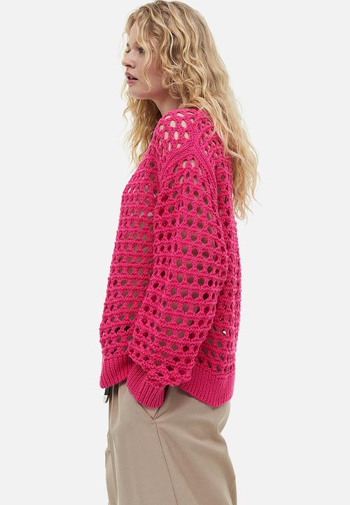 H&M - Oversized pointelle-knit jumper - cerise