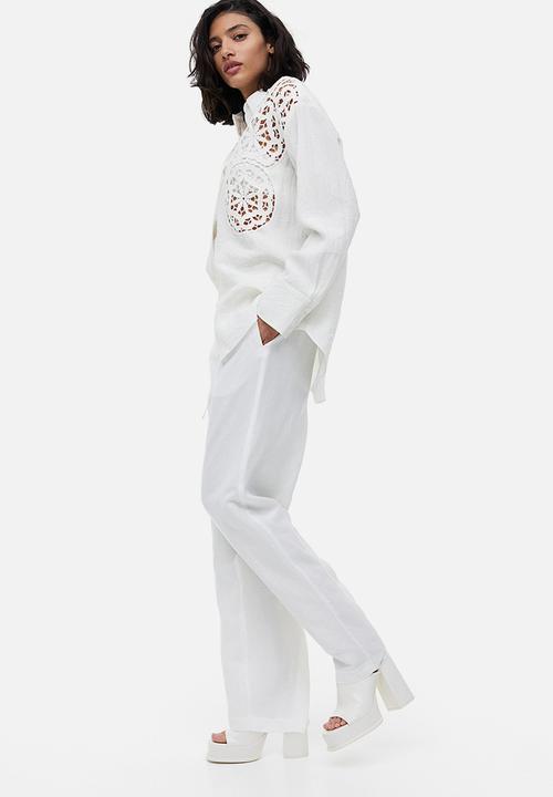 H&M - Linen-blend pull-on trousers - white