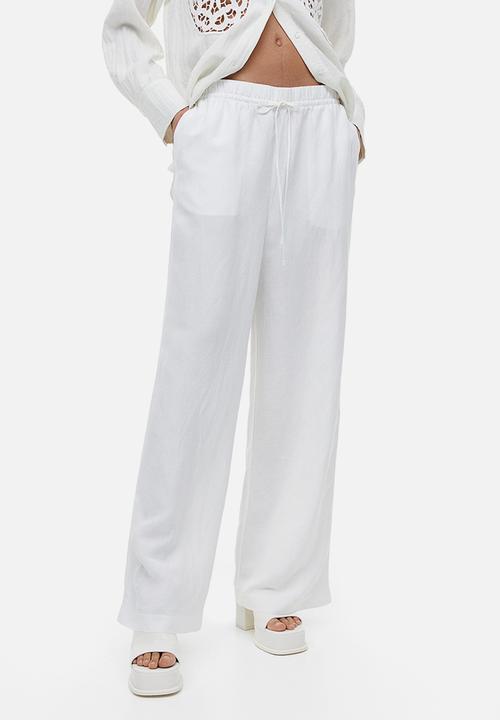 H&M - Linen-blend pull-on trousers - white