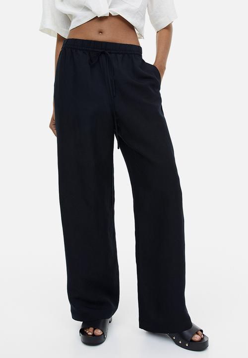 H&M - Linen-blend pull-on trousers - black