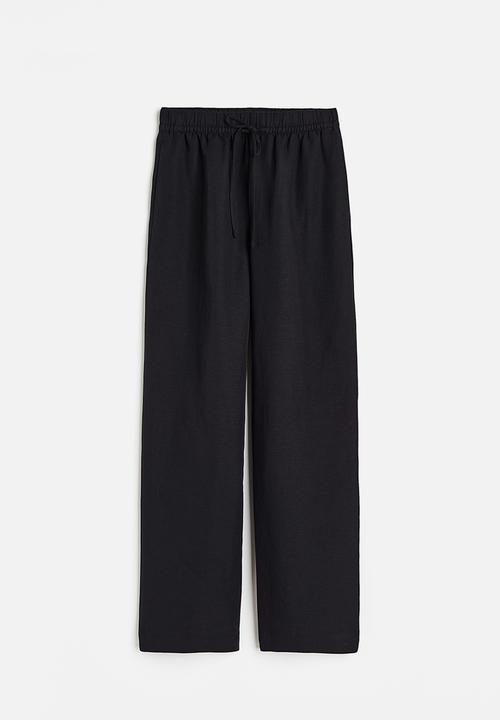 H&M - Linen-blend pull-on trousers - black