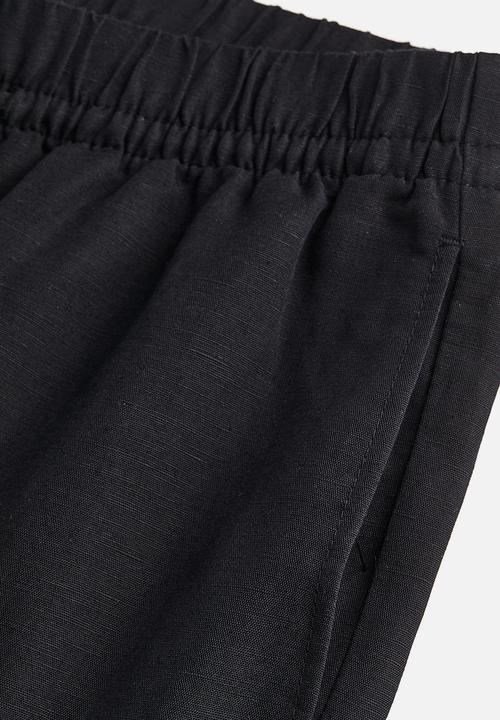 H&M - Linen-blend pull-on trousers - black