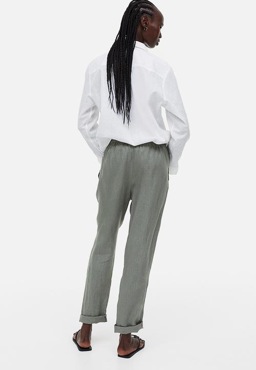 H&M - Linen joggers - khaki green