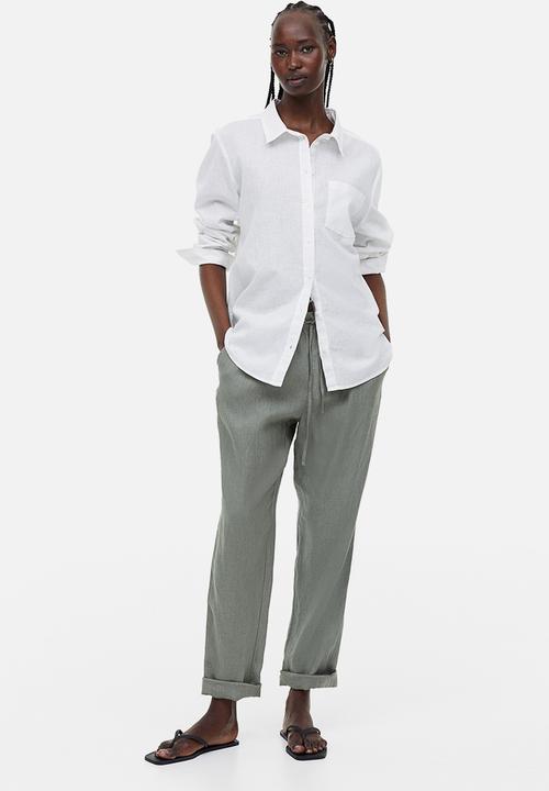 H&M - Linen joggers - khaki green