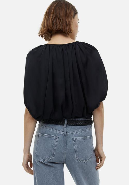 H&M - Oversized tie-top blouse - black