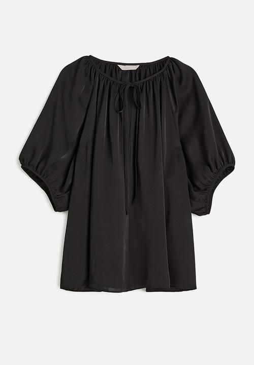 H&M - Oversized tie-top blouse - black