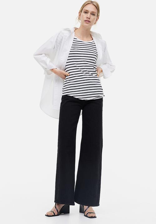 H&M - Modal-blend t-shirt - white & dark blue striped