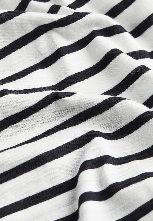 H&M - Modal-blend t-shirt - white & dark blue striped