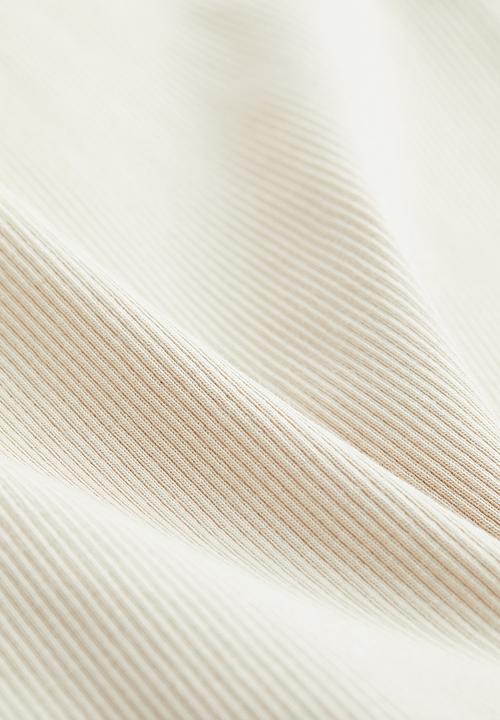 H&M - Ribbed T-shirt - light beige