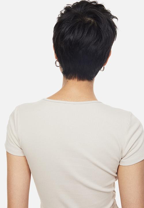 H&M - Ribbed T-shirt - light beige
