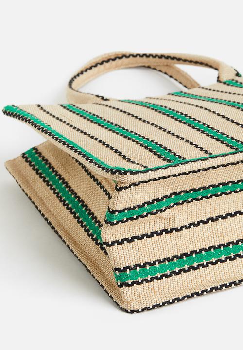 H&M - Jacquard-weave handbag - beige / striped 