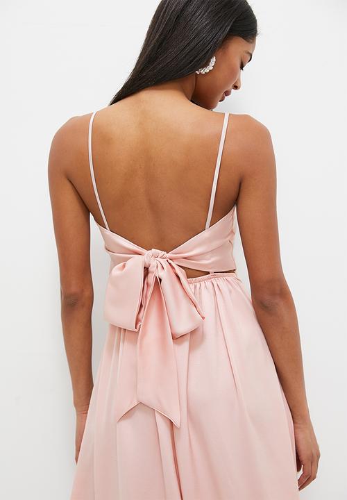 Fit & flare with back tie detail - moonbeam