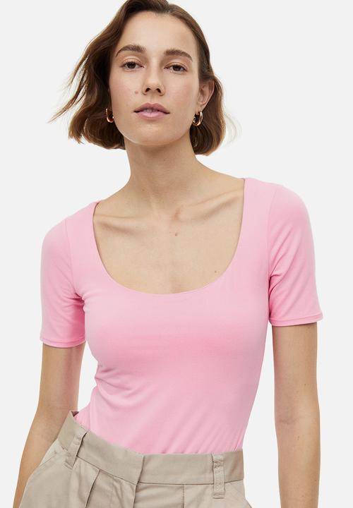 H&M - Short-sleeved thong body - pink
