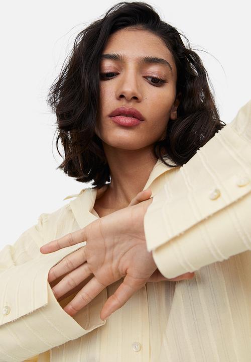H&M - Textured-stripe shirt - cream