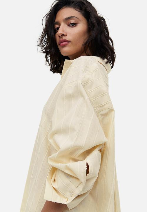 H&M - Textured-stripe shirt - cream