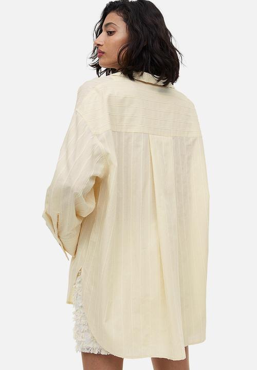 H&M - Textured-stripe shirt - cream