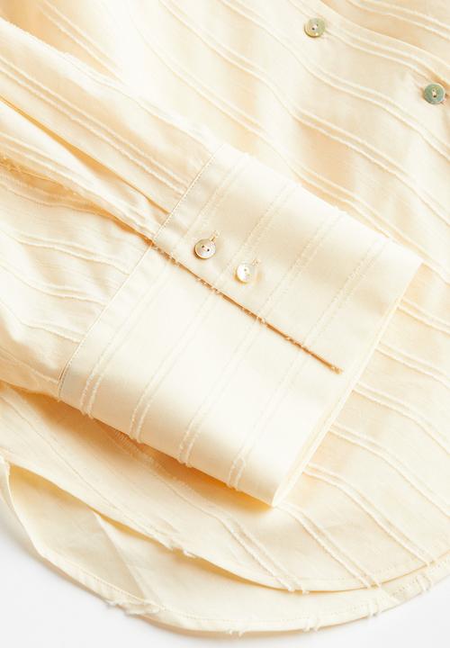 H&M - Textured-stripe shirt - cream