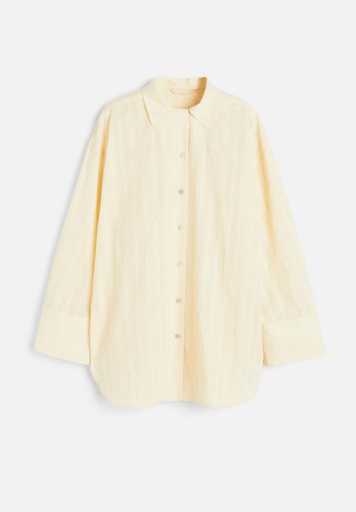 H&M - Textured-stripe shirt - cream