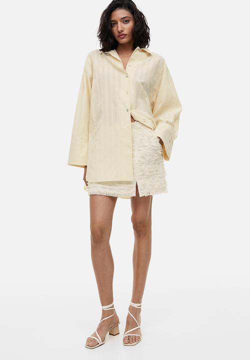 H&M - Textured-stripe shirt - cream