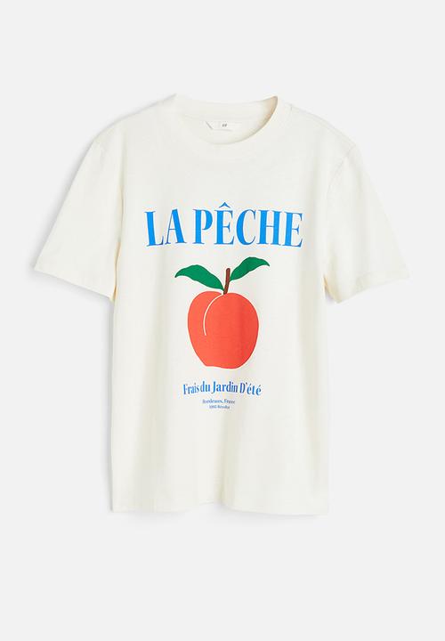 H&M - Cotton t-shirt - white & peach