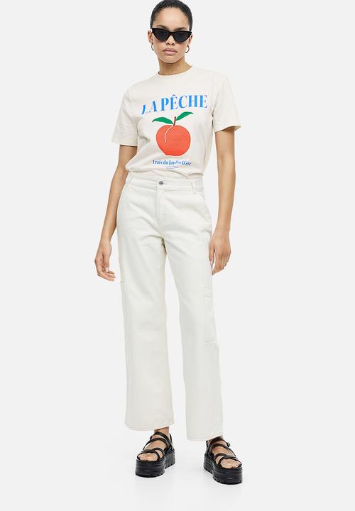 H&M - Cotton t-shirt - white & peach