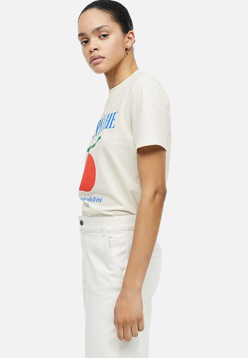 H&M - Cotton t-shirt - white & peach