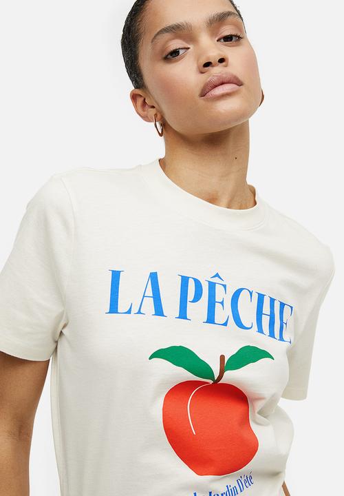 H&M - Cotton t-shirt - white & peach