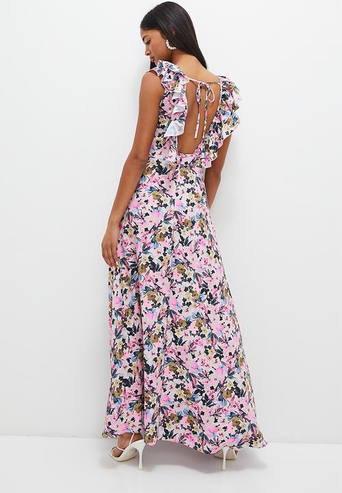 MILLA - Statement ruffle tiered maxi dress - blush florals