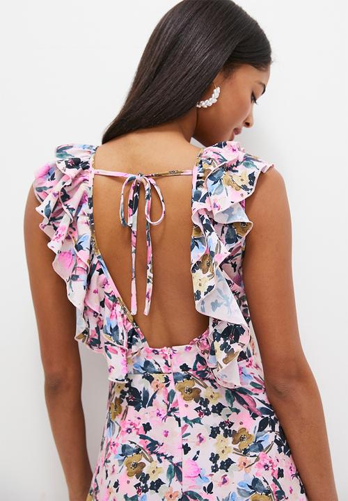 MILLA - Statement ruffle tiered maxi dress - blush florals